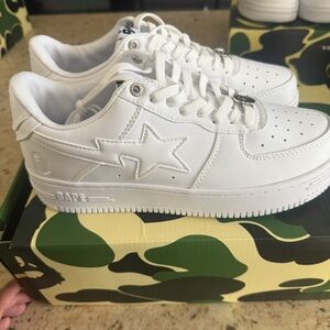 All White Bapestas Sneakers